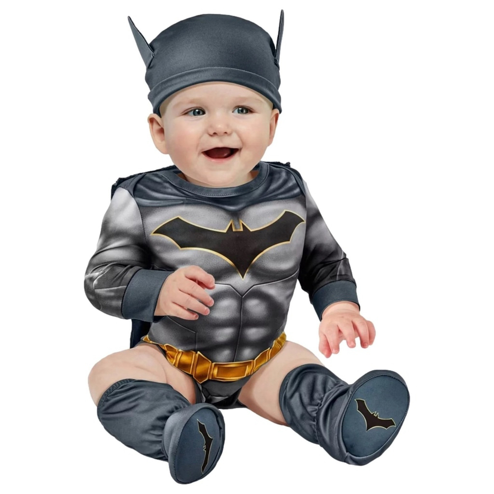 DC Comics Infant Boys Batman Costume Outfit Creeper Pants Cape Hat & Booties NEW